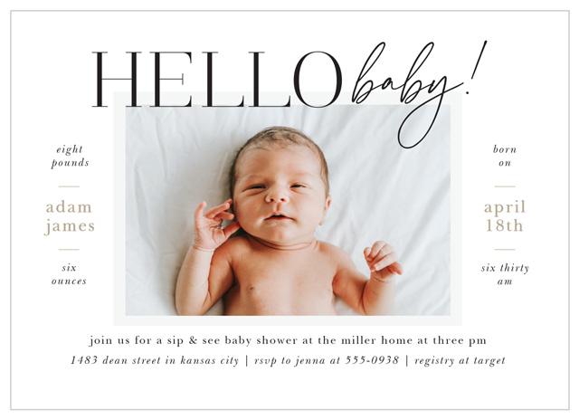 sip and see baby shower invitation